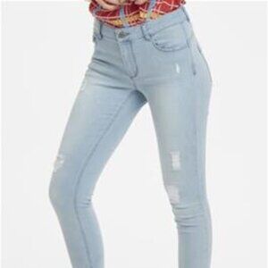 distressed skinny  jeans for women  DHCELINA ZIP TORN light blue size size 29